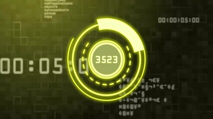 Poster - Animation of scope scanning over data processing on black background