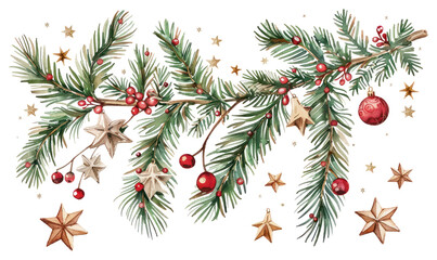 Wall Mural - png festive evergreen branch decoration