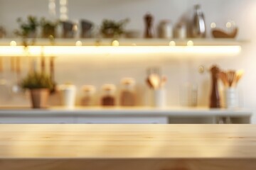 A kitchen with a wooden cutting board and a bowl of food on it,generative ai image