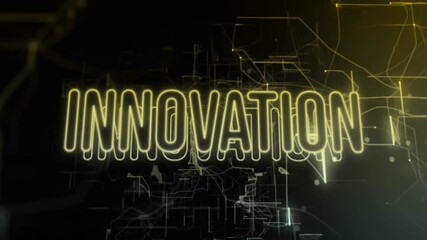 Poster - Animation of innovation text over network of connections on black background