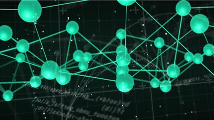 Poster - Animation of network of connections over data processing on black background
