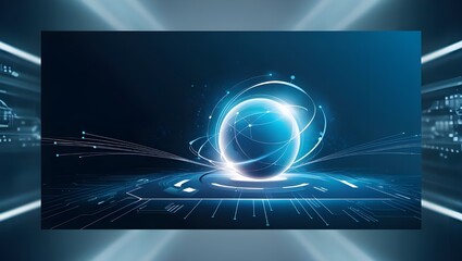 Poster - A futuristic, high-tech digital backdrop featuring a stunning visual representation of the intersection of science, education, and technology, with sleek, modern graphics and minimalist design element