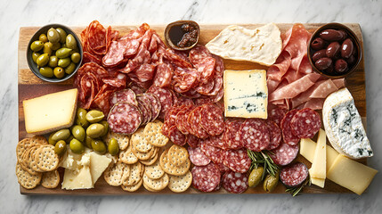 plate of cold cuts, olives, cheese, ham, salami