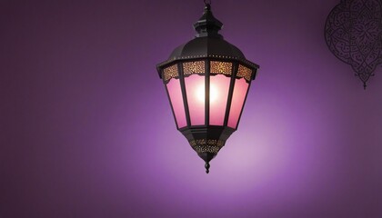 Beautiful purple background with arabic lantern for ramadan