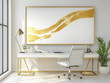 © Irina - Interior with abstract gold picture on the wall. Ai generated