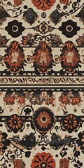 Wall Mural - Floral motifs in earthy tones create a captivating seamless design for textiles