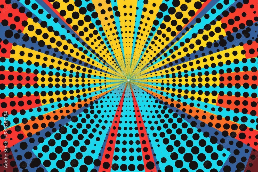 Line Pop Effect Vibrant pop art design with colorful radial lines and retro dots ...