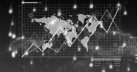 Poster - Animation of data processing and binary coding over world map