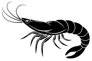 Wall Mural - shrimp vector silhouette, shrimp icon vector, Sea lobster	