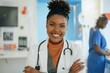 © alisaaa - Medical healthcare, portrait and expert doctor consulting and working as management of hospital. Proud black woman and nurse with smile and arms crossed for surgery, consultation and trust at clinic M