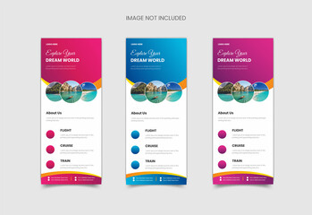 travel vacation roll up banner design template.