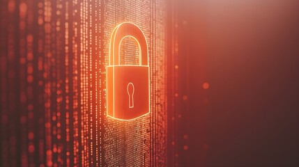 Wall Mural - a close-up image of a digital lock on a computer screen, symbolizing data security with a light soli