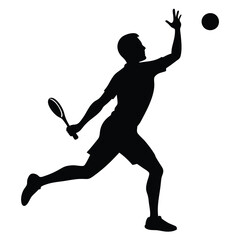 Poster - Squash Player Silhouette Black Line Art Icon.