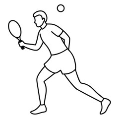 Poster - Squash Player Silhouette Black Line Art Icon.