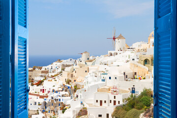 Sticker - Oia, traditional white greek village of Santorini, Greece