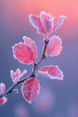 A branch of a tree covered in frosty pink flowers