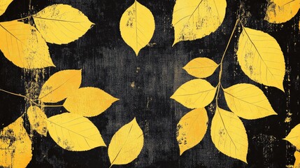 Poster - Close up illustration of vibrant yellow autumn leaves texture