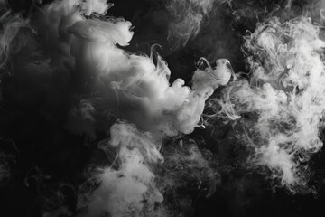 Poster - A black and white photo of smoke with a dark background, generative ai image