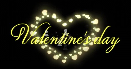 Poster - Animation of valentine's day text over hearts and user icons