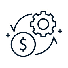 Poster - Concept of financial optimization, maximization of efficiency. Vector linear icon isolated on white background.