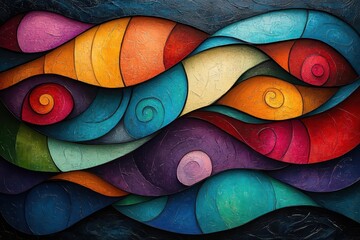 Wall Mural - eclectic fusion artwork blending diverse cultural motifs vibrant energy lines flowing through abstract shapes multicultural symbols intertwined in harmonious composition dynamic colors