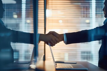 Poster - Winning is what we do Shot of two unrecognizable businessmen fist bumping in an office