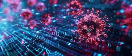 Wall Mural - Computer virus in digital background. Cyber attack