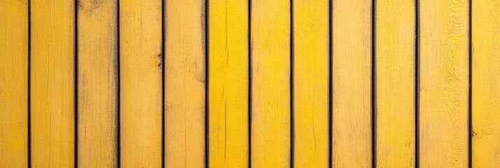 Panorama banner with grunge vintage yellow painted wooden texture and wood board background.