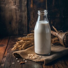 Wall Mural - bottle of milk and bread