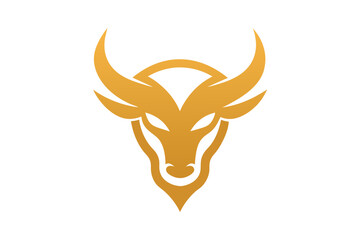 Wall Mural -  A  golden Bull head icon, featuring a modern stylish shape with an underline, set on a solid white background vector art illustration