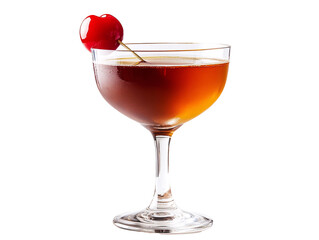 Wall Mural - a glass with brown liquid and a cherry on top