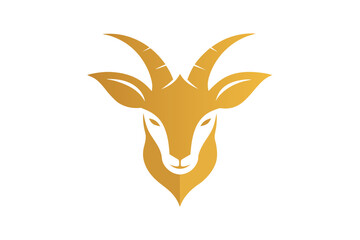 Wall Mural - A golden goat head icon, featuring a modern stylish shape with an underline, set on a solid white background vector art illustration