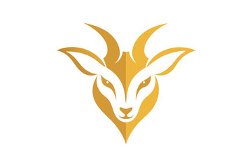 Wall Mural - A golden goat head icon, featuring a modern stylish shape with an underline, set on a solid white background vector art illustration