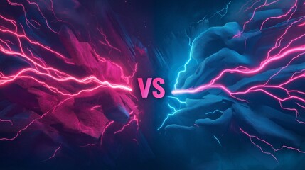 neon lights highlighting a versus battle concept, vibrant color template with VS text