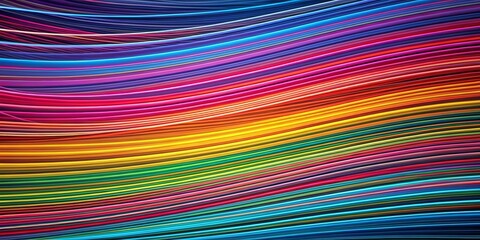 Wall Mural - Curved Rainbow Lines Abstract, abstract art, digital art, colorful lines