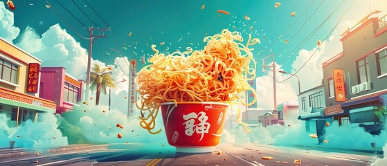 Wall Mural - High sodium intake from instant noodles 