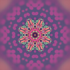 Leinwandbilder - Digital illustration of a kaleidoscopic pattern of chaotically drawn green, orange and pink sticks. 3d rendering