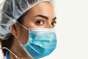 Wall Mural - Nurse in mask on white background. Doctor Medical worker. Healthcare