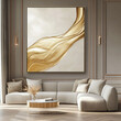 © Irina - Interior with abstract gold picture on the wall. Ai generated