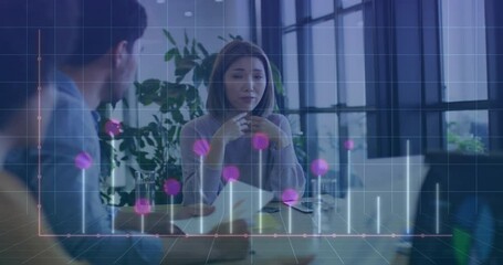 Poster - Animation of diagrams over diverse colleagues talking in office