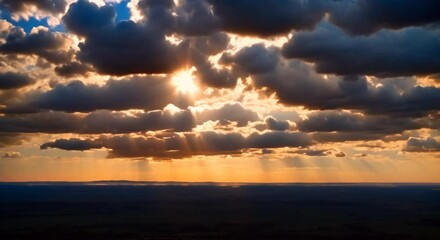 Wall Mural - Time lapse of cloudy sky over the fields camera movement 4k animation