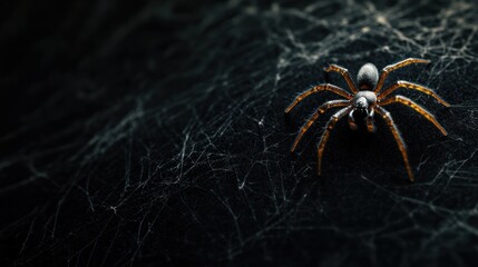 Poster - A close-up of a spider on a web, showcasing intricate details and textures.