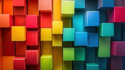 Canvas Print - Abstract Colorful Cubes 3D Rendering