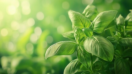 Poster -   Close-up of a lush green plant with numerous leaves in the foreground and a softly blurred background