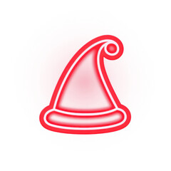 Sticker - PNG Santa hat icon neon light night.