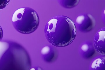 Purple spheres floating against a matching purple background, illustration