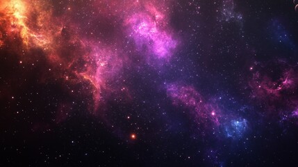 Wall Mural - A vibrant depiction of a cosmic scene featuring colorful nebulae and stars, evoking a sense of wonder about the universe.