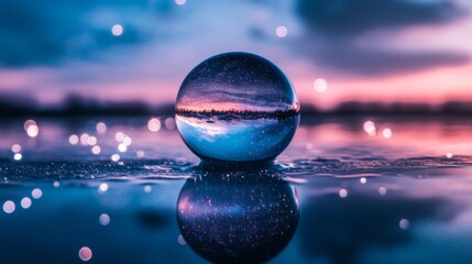 Wall Mural - bubble reflection under the starry sky