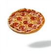 © Sabina Gahramanova - A flying pizza with pepperoni on a white background. Pizza and beer day
