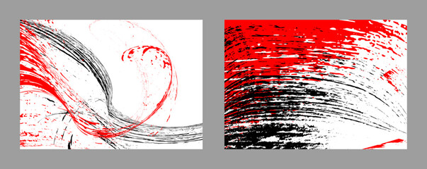 Wall Mural - Strokes of black and red paint on a white background. Set of two templates. Graffiti element. Design template for the design of banners, posters, booklets, covers, magazines. EPS 10